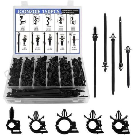 150 pcs Faisceau de Câblage Clips de Voiture, Attaches de Câble Ailées à Fixation Poussée Avec Pointe de Flèche, Universel Faisceau de Câblage Clips de Voiture
