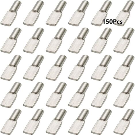 150 pcs Support Etagere, Taquet Etagere 5mm, Cheville de Support Goupille Etagere en Métal Nickelé Plaqué Forme de Cuillère, Étagère Broches pour Meubles Placard Bibliothèque