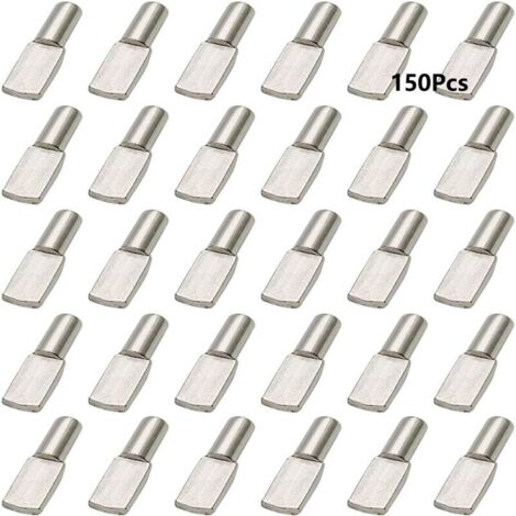 150 pcs Support Etagere, Taquet Etagere 5mm, Cheville de Support Goupille Etagere en Métal Nickelé Plaqué Forme de Cuillère, Étagère Broches pour Meubles Placard Bibliothèque