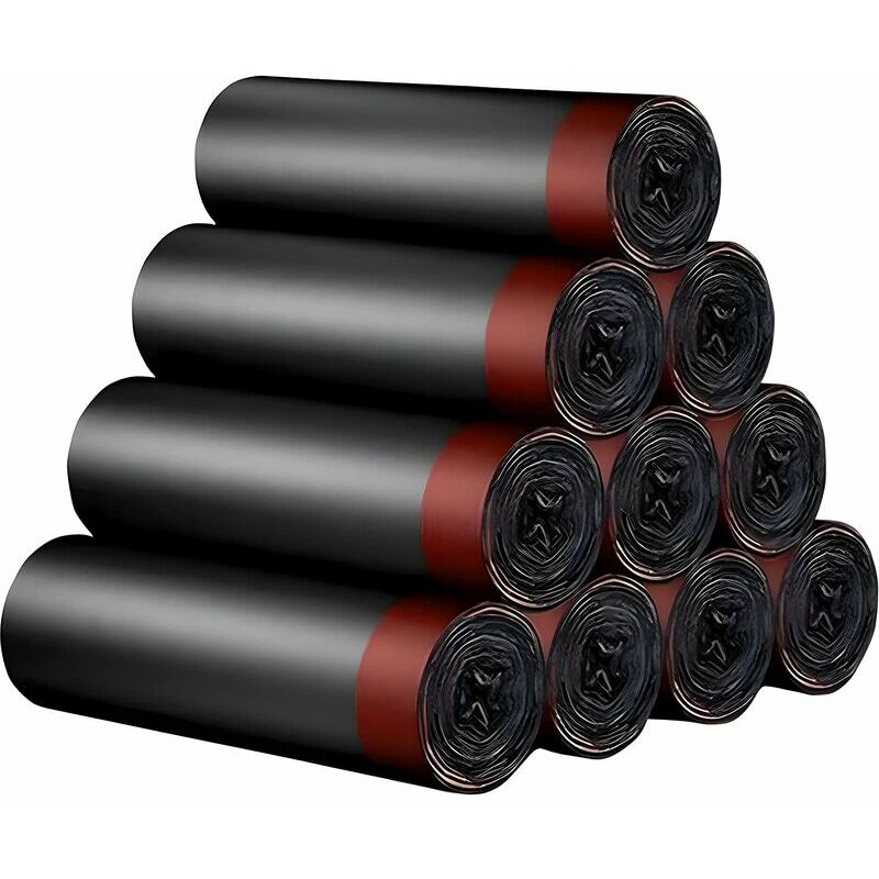 Stomo - 150 Pièces Sacs Poubelle à Cordon de Serrage de 15L pour Chambre Salle de Bain Noir