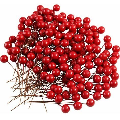 150 pièces Baies de Houx de noël Baies artificielles pour décorations de Guirlande de noël Guirlande Faisant des Fournitures décoration de fête de noël