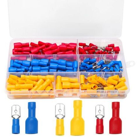 150 Pièces Cosse Connecteur à Sertir Électrique Set, Femelles et Mâles Bornes Isolées à Sertir, Cosse a Sertir, Cosses Electriques