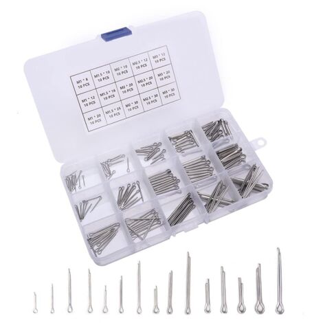 150 Pieces Cotter Pins Assortment Kit, 15 Sizes Stainless Steel Split Pins with Plastic Box, for Automotive, Mechanics, Garage Automotive, Workshop