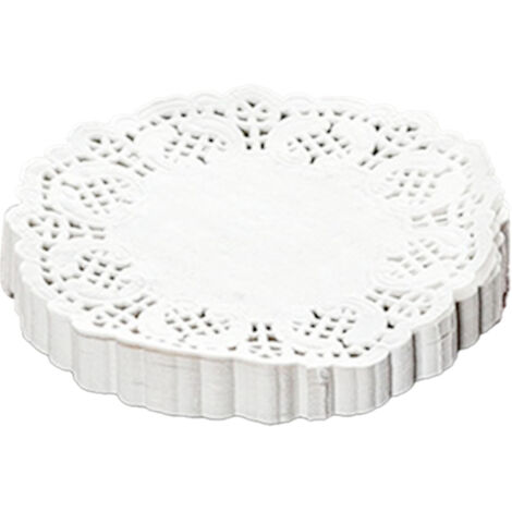 150 pièces de papier absorbant rond en dentelle blanche pour aliments frits, pizza, desserts et gâteaux