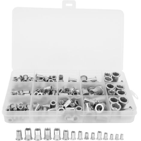 150 Pièces D'écrous à Rivet Insert Filetés M3 M4 M5 M6 M8 en Acier Inoxydable, Fixation Résistante pour Montage