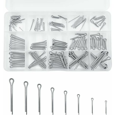 150 Pièces Goupilles Fendues en Acier Inoxydable Goupilles Fendues de Sécurité Fixations Mécaniques 15 Goupilles Fendues en Métal de Différentes Tailles Avec Boîte D'assortiment Ternel