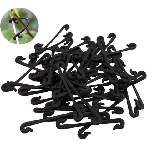 150 pieces vine ties, plastic attached loop hooks, gardening grape supports, vegetable strapping clips, black plastic loop