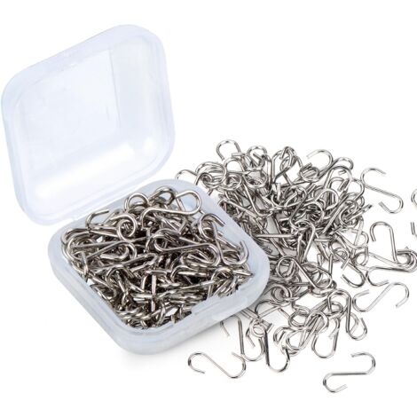 150 Stück 0,55 Zoll Mini-S-Haken-Verbindungsstücke S-förmiger Haken mit Aufbewahrungsbox für Heimwerkerarbeiten, zum Aufhängen von Schmuck, Schlüsselanhängern, Anhängern