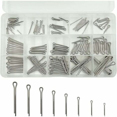 150 Stück Edelstahl-Splinte, Sicherheits-Splinte, mechanische Befestigungselemente, 15 Metall-Splinte in verschiedenen Größen mit Sortimentsbox, Adélala