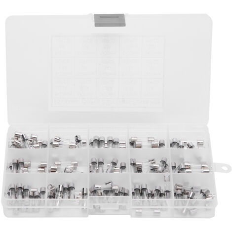 150-teiliges Glassicherungsset, 5 x 20 mm, 0,1 A bis 20 A, 250 V mit Aufbewahrungsbox – Komplettes Sortiment für Elektronik