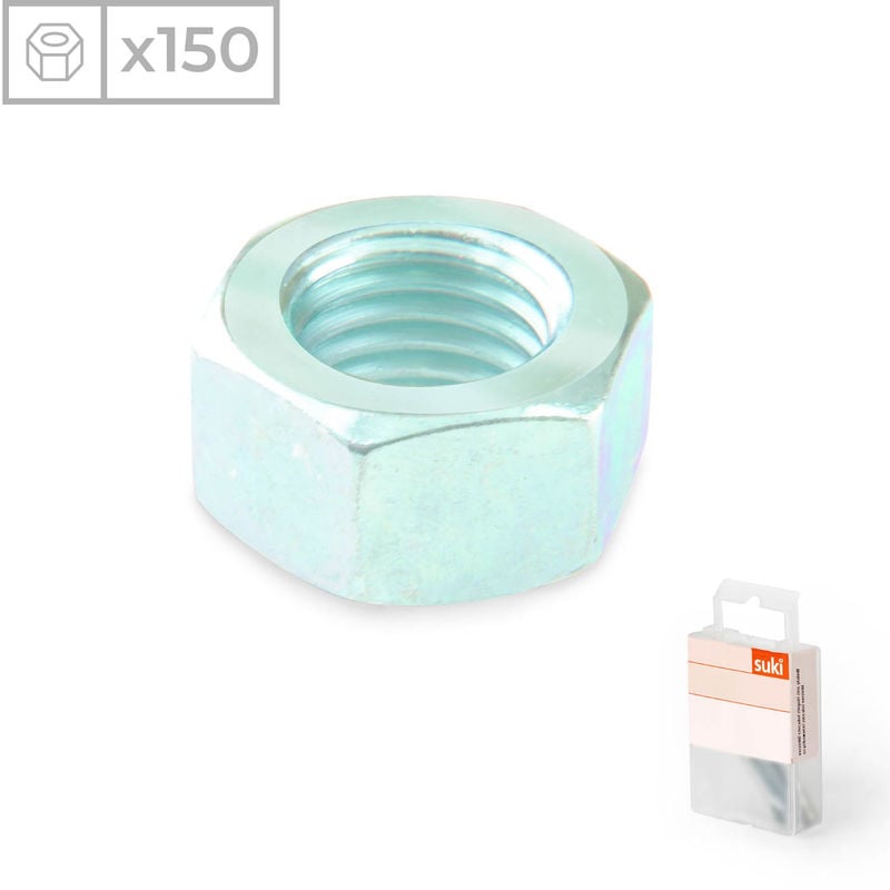 

Pack 150 Tuercas Hexagonales | Fabricadas en Acero Zincado | Métrica 4 | Material de Alta Resistencia