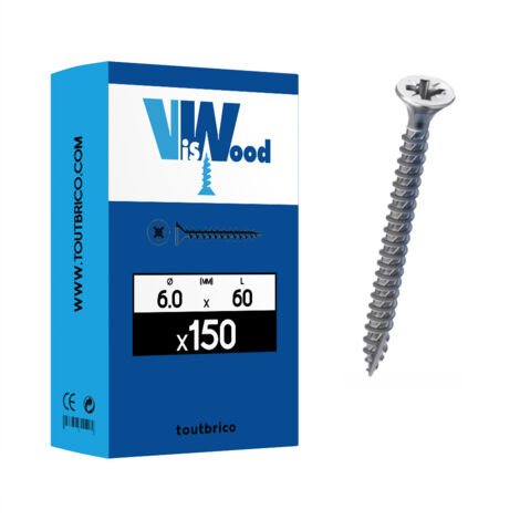 150 vis agglo 6x60mm fraisée Pz  zingué Viswood