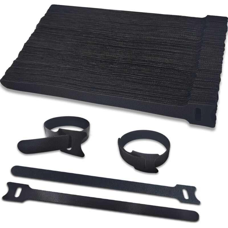 150 x 12 mm, Attaches de câbles noires, paquet de 100, attaches de câbles Velcro, pour organiser et ranger tous les câbles, bande auto agrippante non