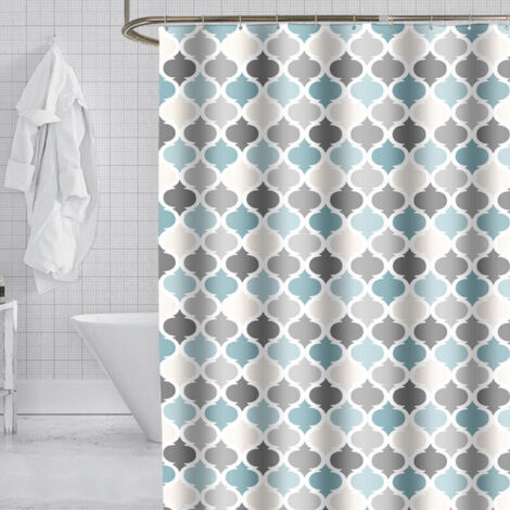 (150 x 200 cm) Cortina de bañera larga decorativa, tejido de poliéster impermeable, resistente al moho, lavable a máquina, con 12 ganchos de anillo de cortina