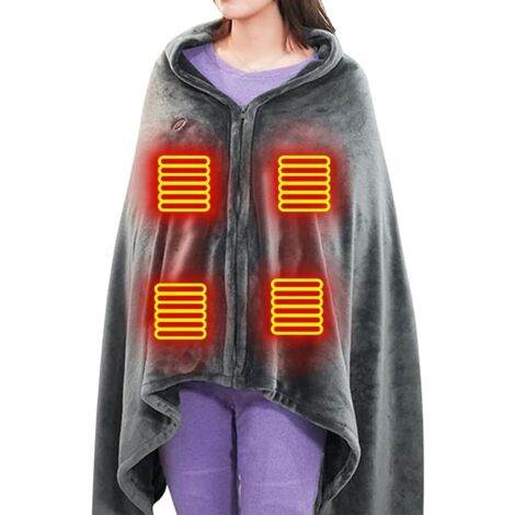 150 X 85cm Châle De Couverture Chauffante, USB Portable Couvertures Chauffant avec 3 Niveaux De Réglage La Température Poncho Chauffant Electrique Lavable