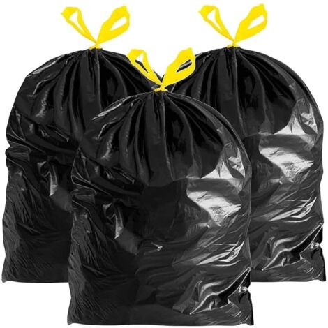 150 x Drawstring Refuse Bags 120L Bin Liners Easy Tie Top Handle For Dustbins