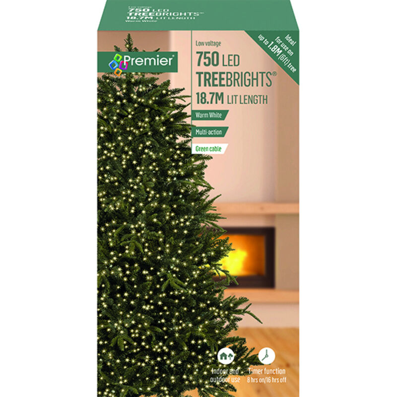 Premier - 750 Led 18.7m Christmas Outdoor Multi Function Timer Lights Warm White