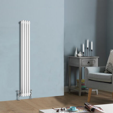 1500 x 200 mm Traditional White Vertical Cast Iron Radiator Triple Column