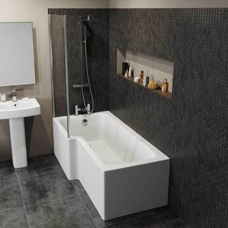 1500mm L Shaped LH Shower Bath Bathtub Front & End Panel Acrylic Bathroom