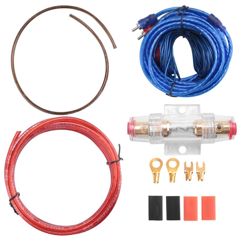 Image of 1500W Auto VerstäRker Installation Kabel Baugruppe Kit 8GA Audio Subwoofer Strom