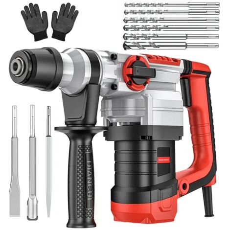 1500W Bohrhammer SDS-Plus, 4-Funktionen, 4400BPM mit Vibrationsschutz