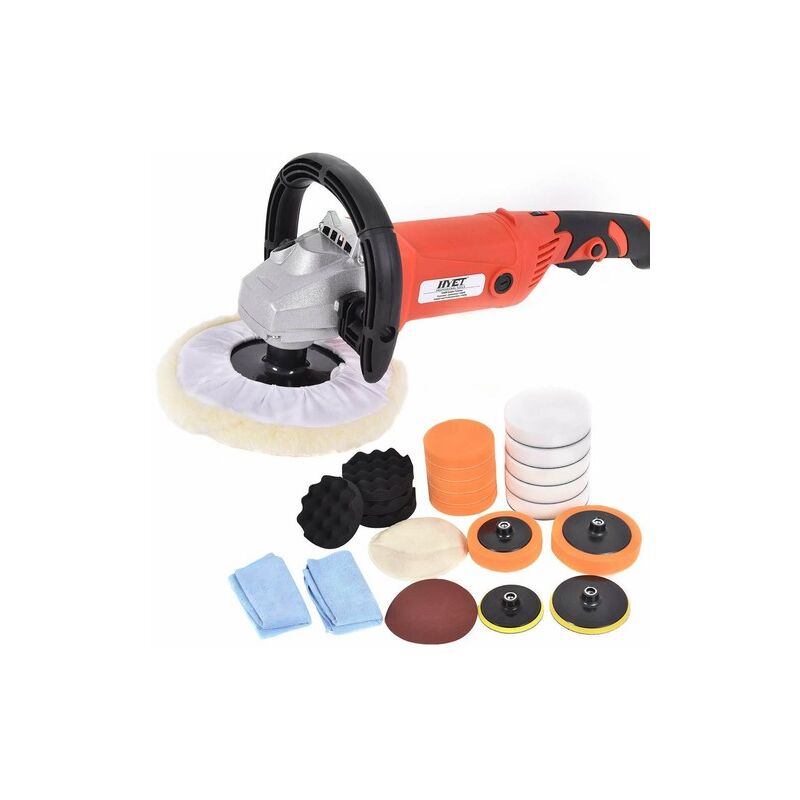 

1500W Máquina Pulidora Eléctrica Profesional Velocidad Ajustable 1000-3200 rpm Set de Pulidora con Mango Giratorio 180 °