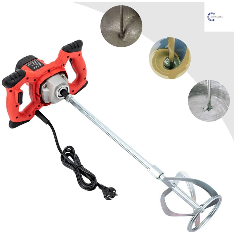 1500W Mélangeur à mortier professionnel Malaxeur à béton Enduit de ciment Malaxeur à mortier 6 vitesses réglable