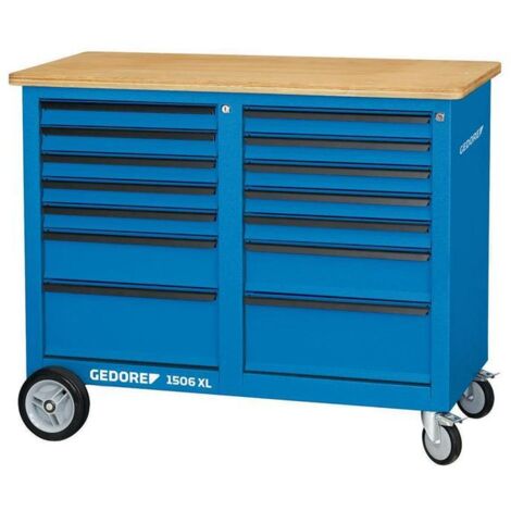 1506 XL 2511 Banco de trabajo con ruedas 1,25 m Ancho con 2x 7 cajones