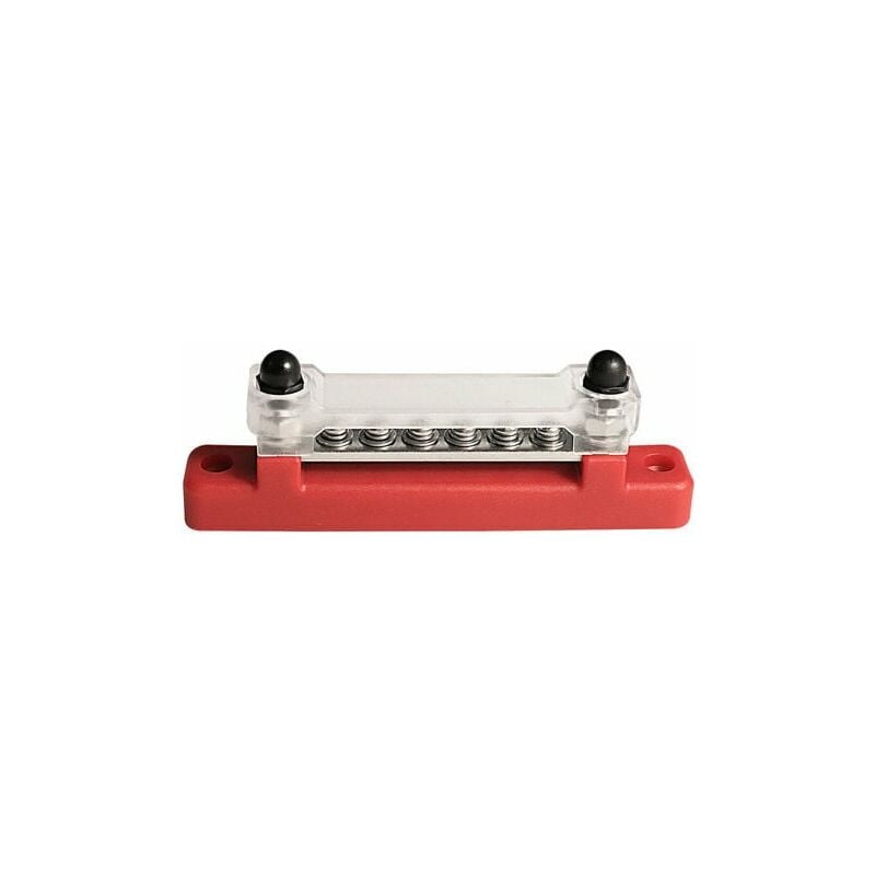 150A Single Row 6 Terminal Red Busbar with Cover for RV