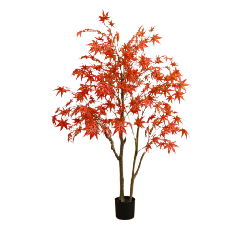 150cm d’automne arbre de chute artificiel en Pot en plastique Faux feuilles d’érable rouge érable en soie pour la fête d’automne décoration de la