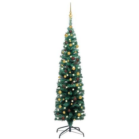 150cm LED Sapin de No?l Mince et Flocons de Neige