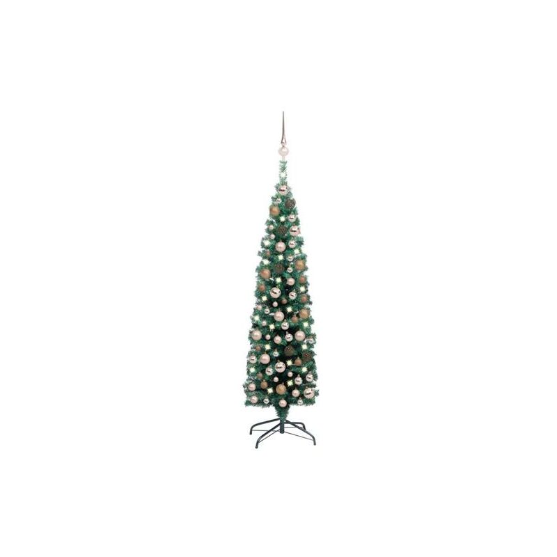 150cm Sapin de Noel Mince led et Flocons de Neige