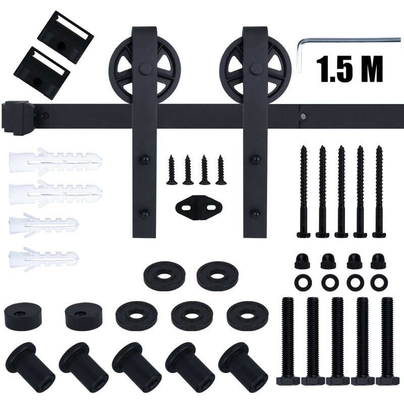 Système Porte Coulissante Quincailleri kit de Rail pour Porte Coulissant Ensemble Industriel pour Porte Coulissant Intérieur 150CM