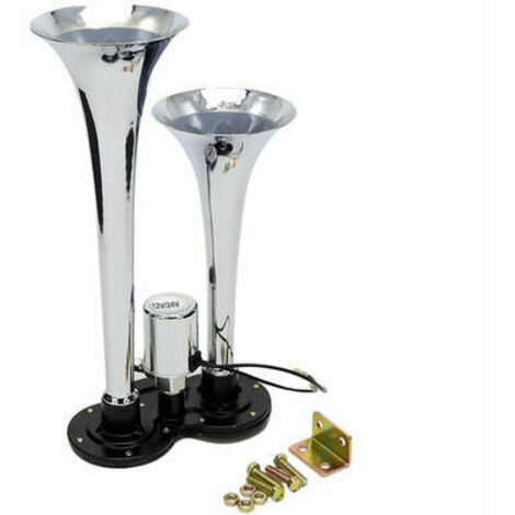150dB 12V/24V Universal Dual Trompete Chrom Air Horn Lautsprecher Kit für Zug Lkw