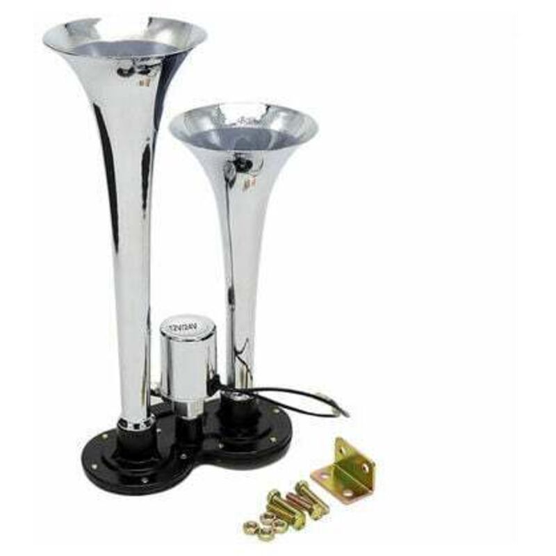 Image of Aiperq - 150dB 12V/24V Universal Dual Trompete Chrom Air Horn Lautsprecher Kit für Zug Lkw