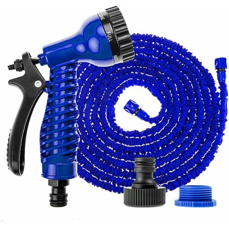 150FT Expandable Flexible Garden Hose Magic Hose Pipes Car Washing Gardening Hose with 7 Setting Professional Water Spray Nozzle Gun (Blue, 150FT)