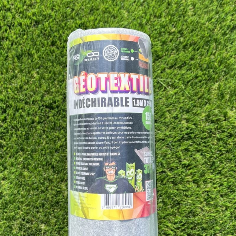 Agco - 150grs 1.5Mx25M soit 37.50m2 Rouleau de Geotextile gris mgs