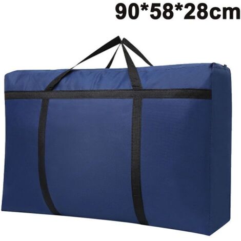 150L grands sacs de rangement pour couette à glissière, sac de rangement pliant pour vêtements avec poignée renforcée, sac de rangement sous le lit pour la literie, couverture, tissu, oreiller, bleu m