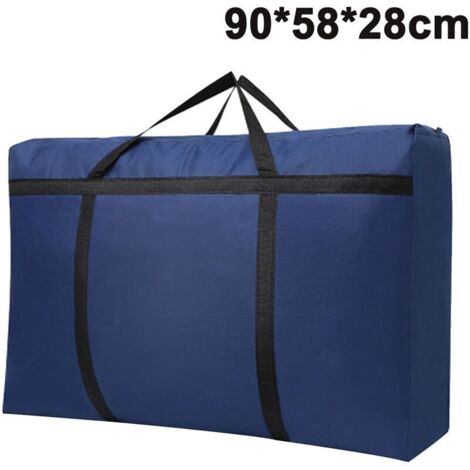 150L grands sacs de rangement pour couette à glissière, sac de rangement pliant pour vêtements avec poignée renforcée, sac de rangement sous le lit pour la literie, couverture, tissu, oreiller, bleu m