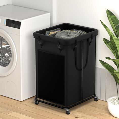 150L Large Laundry Hamper Metal Frame Removable Pockets Wheels Multi-Functional Storage Organizer