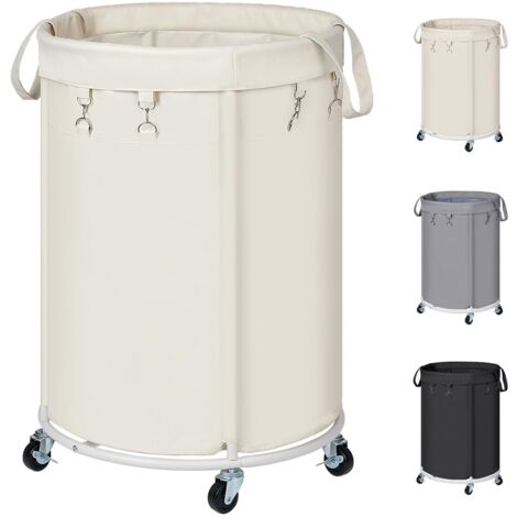 150L Large Rolling Laundry Basket Metal Frame Waterproof Oxford Bag 360 Wheels Handles