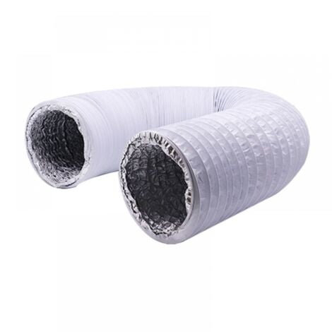 150mm 6m Length Flexible PVC Aluminum Exhaust Hose - Ventilation Hose for Extractors, Air Conditioners, Tumble Dryers (ø150mm 6m, White)