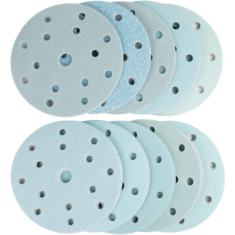 150mm Abrasive Disc, 100 Round Sanding Discs, Mixed Grits 40/60/80/120/180/240/320/400/600/800, Hook and Loop Sanding Disc for Random Orbital Sanders