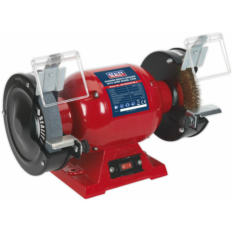 Loops - 150mm Bench Grinder with Wire Wheel - 370W Copper Wound Induction Motor - Coarse