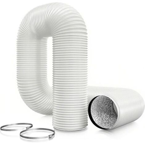 ø150mm (Blanc) Tuyau d'évacuation d'air 6m, tuyau flexible en PVC et aluminium, tuyau d'évacuation pour climatiseur mobile, sèche-linge, hotte