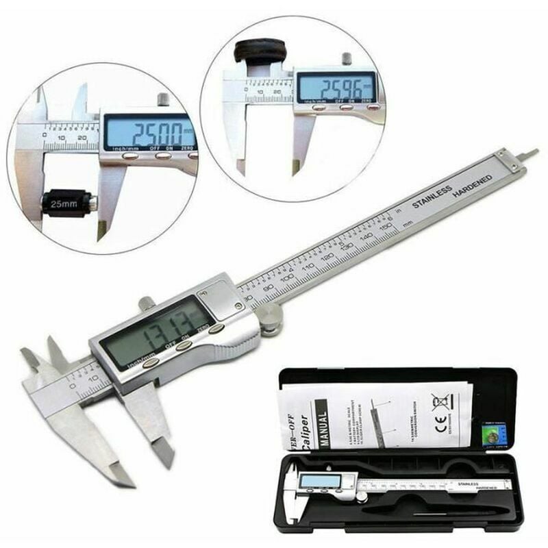 Image of Aiperq - 0-150mm Digitaler Messschieber lcd Mikrometer Edelstahl Silber