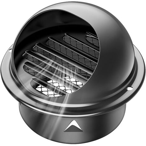 φ150mm Grille d'Aération Ronde Grille Ventilation Hotte, Bouchon Rond en Acier Inoxydable 304 Avec/Maille - Noire