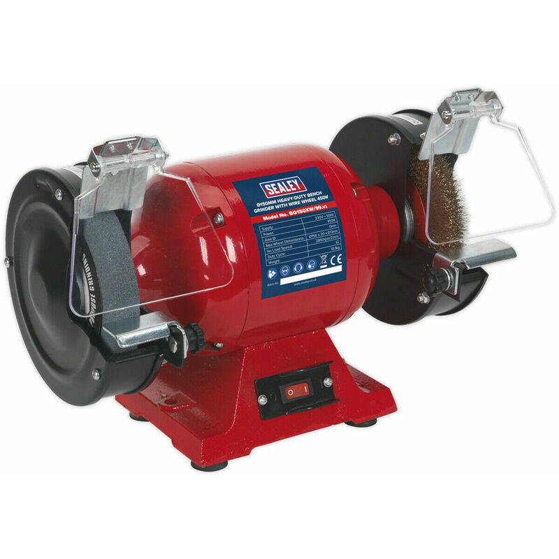 Loops - 150mm Heavy Duty Bench Grinder with Wire Wheel 450W Copper Wound Induction Motor