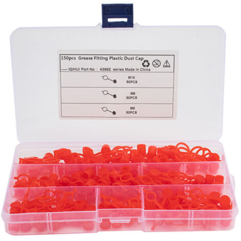 150pcs Bouchon de Graisseur, M6 M8 M10 Graisse Bouchons Anti-Poussière Bouchon à Vis de Purge de Frein Graisseur Mamelon Kit avec Boîte de Rangement pour l'huile Gun Zerk Montage Accessoires Auto