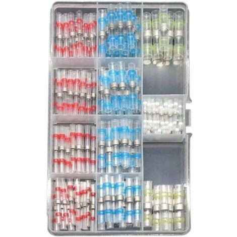 150pcs Connecteur Bout à Bout de Fil Thermorétractable, Cosses Electriques à Sertir Thermorétractables, Thermosoudable Kit de Connecteurs de Bornes